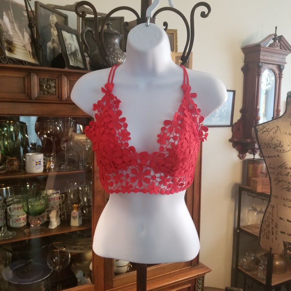Free People Red Hot flower bra-let size Small